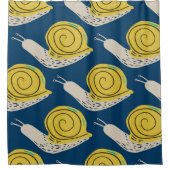 Slakken silhouetten: geel, roze patroon. douchegordijn (Voorkant)