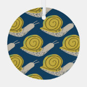 Slakken silhouetten: geel, roze patroon. glas ornament (Achterkant)