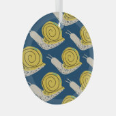 Slakken silhouetten: geel, roze patroon. glas ornament (Voorkant Rechts)