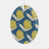 Slakken silhouetten: geel, roze patroon. glas ornament (Voorkant links)