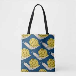 Slakken silhouetten: geel, roze patroon. tote bag