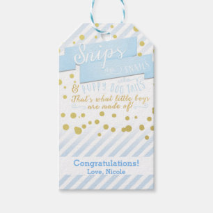 Slakken & Slakjes Blauwe & Gouden Baby Shower Cade Cadeaulabel