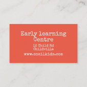 Slakken voor dagverzorgingsbedrijven in het vroege visitekaartje (Achterkant)