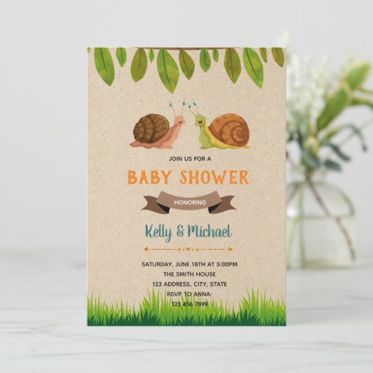 Slakkenfeestthema uitnodiging (Staand voorkant)