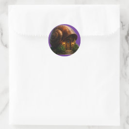 Slakkenhuis veerhuis betoverd bos rond sti ronde sticker