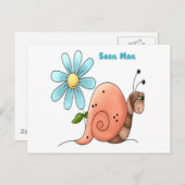 slakkenpost met blauwe bloem briefkaart (Voorkant / Achterkant)