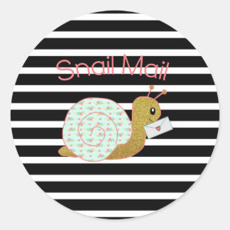 Slakkenpost sticker - zwart en wit gestreept goud