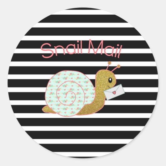 Slakkenpost sticker - zwart en wit gestreept goud (Voorkant)