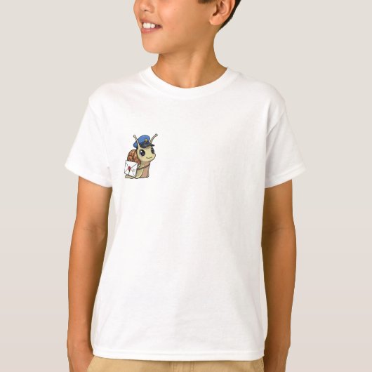 Slakkenpostbode Brengt Brief Kinderen T-shirt (Voorkant)