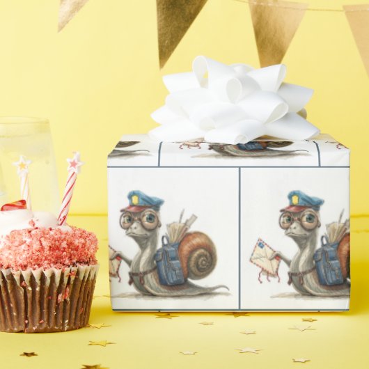slakkenpostbode die post bezorgt cadeaupapier (Verjaardagsfeest)