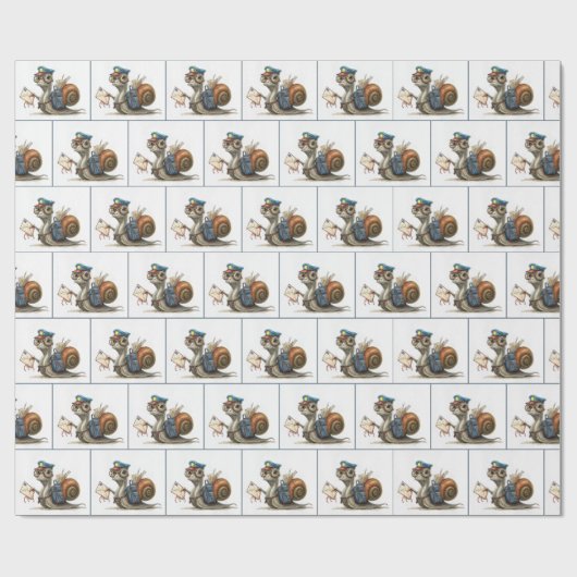 slakkenpostbode die post bezorgt cadeaupapier (Vlak)