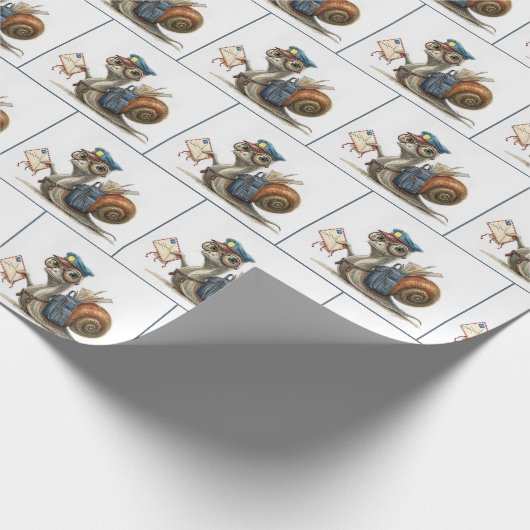 slakkenpostbode die post bezorgt cadeaupapier (Hoek)