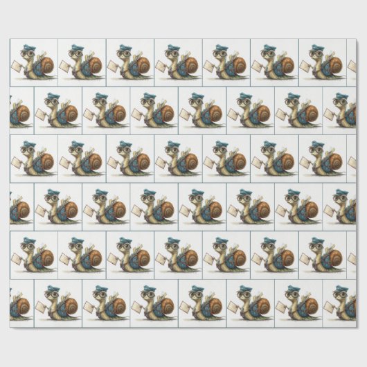 slakkenpostbode die post bezorgt cadeaupapier (Vlak)