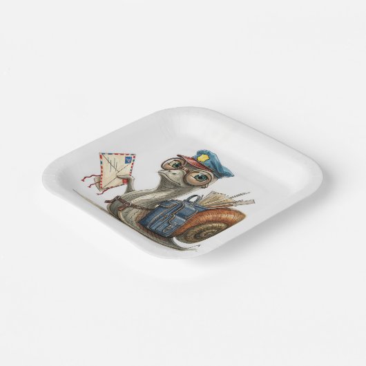 slakkenpostbode die post bezorgt papieren bordje (Gebogen)