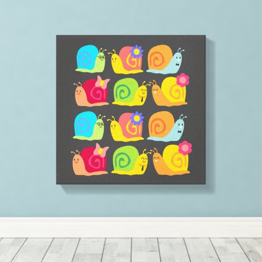 Slakkerontwerp voor kinderen canvas afdruk (Insitu (Houten vloer))