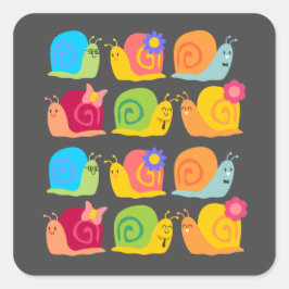 Slakkerontwerp voor kinderen vierkante sticker