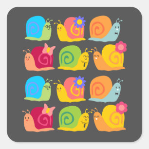 Slakkerontwerp voor kinderen vierkante sticker
