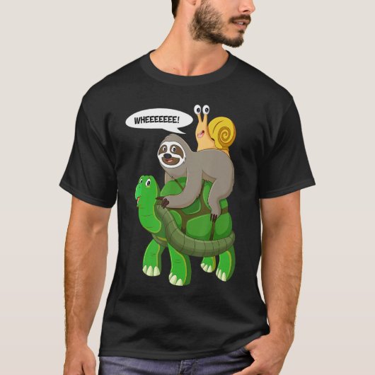 Slakschildpad ("Sloth Turtle Snail Piggyback Anima T-shirt (Voorkant)