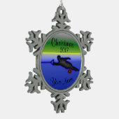 Slalom Water Ski-kerstversiering Tin Sneeuwvlok Ornament (Links)