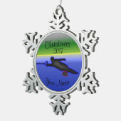 Slalom Water Ski-kerstversiering Tin Sneeuwvlok Ornament (Rechts)