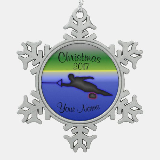 Slalom Water Ski-kerstversiering Tin Sneeuwvlok Ornament (Voorkant)
