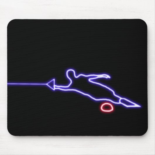 Slalom Water Skier Neon Mousepad Muismat (Voorkant)