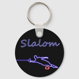 Slalom Water Skier Neon Sleutelhanger