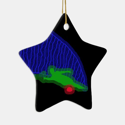 Slalom Water Skier Neon Spray Keramisch Ornament (Rechts)