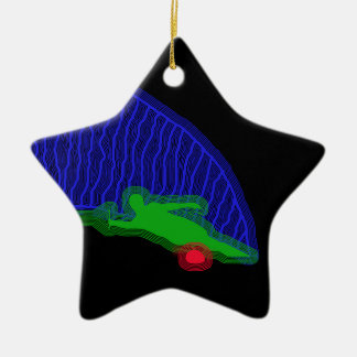 Slalom Water Skier Neon Spray Keramisch Ornament