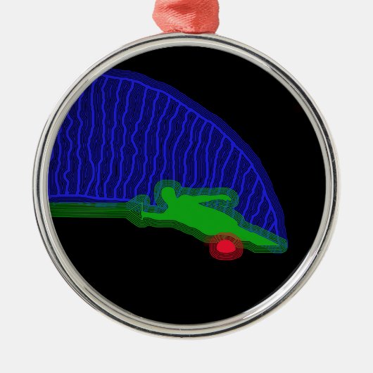 Slalom Water Skier Neon Spray Metalen Ornament (Voorkant)