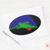 Slalom Water Skier Neon Spray Ovale Sticker (Envelop)