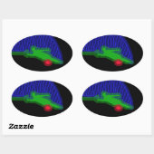 Slalom Water Skier Neon Spray Ovale Sticker (Vel)