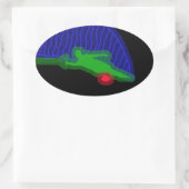 Slalom Water Skier Neon Spray Ovale Sticker (Tas)