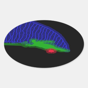 Slalom Water Skier Neon Spray Ovale Sticker