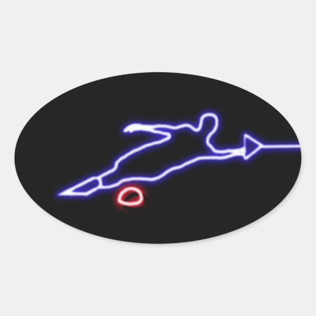 Slalom Water Skier Neon Sticker (Voorkant)