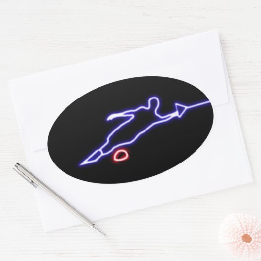 Slalom Waterskiër Neon Sticker (Envelop)