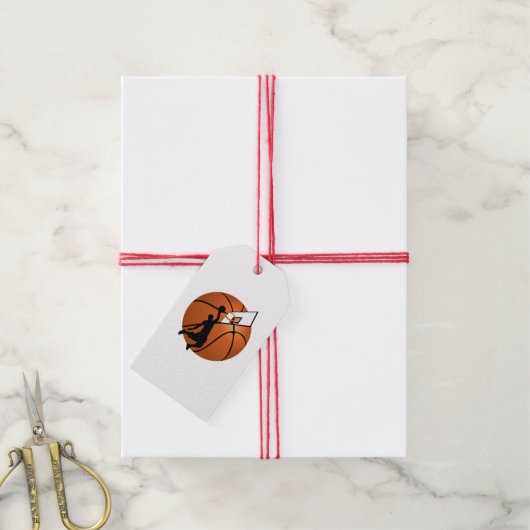 Slam Dunk Basketbal Kerstmis Cadeaulabel (Met Touw)