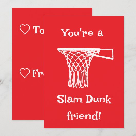 Slam Dunk Basketbal Kinderen Klaslokaal Valentijn Feestdagenkaart (Voorkant / Achterkant)