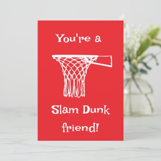 Slam Dunk Basketbal Kinderen Klaslokaal Valentijn Feestdagenkaart (Staand voorkant)