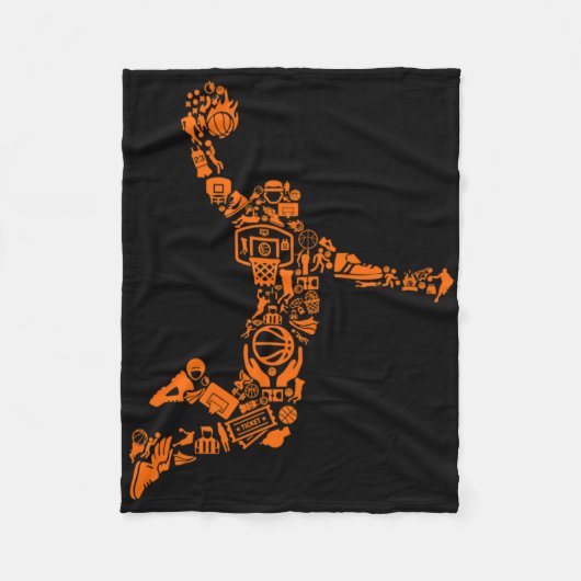 Slam Dunk Basketbal Lang  Fleece Deken (Voorkant)