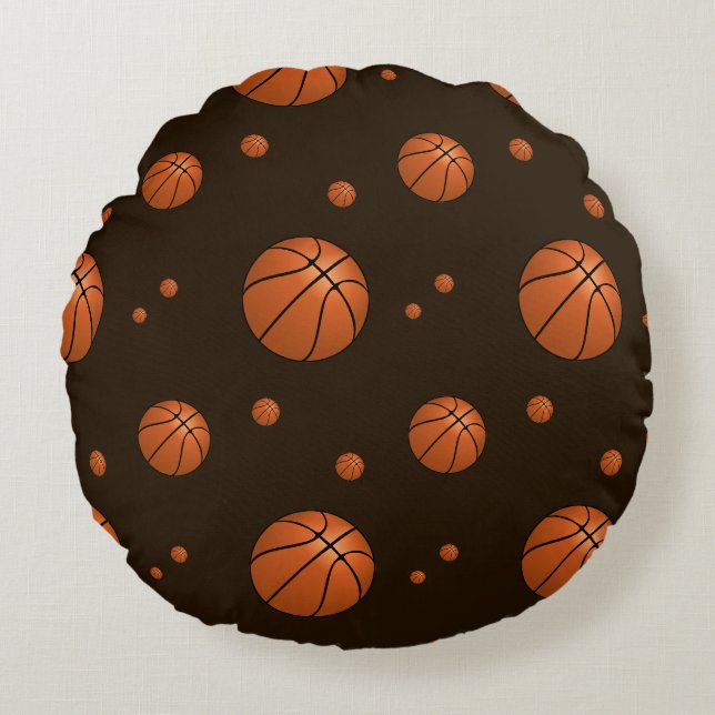 Slam Dunk Basketbal Patroon Sport Rond Kussen (Voorkant)