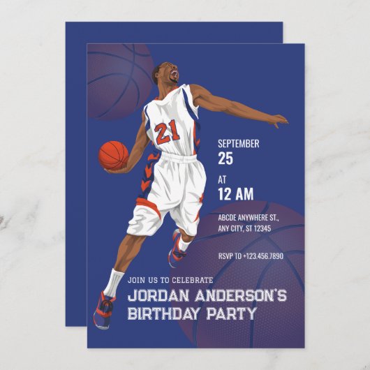 Slam dunk basketbal verjaardag kaart (Voorkant / Achterkant)