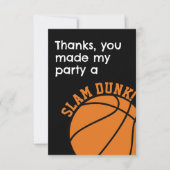 Slam Dunk Basketbal Verjaardagsfeest Bedankkaart (Voorkant)