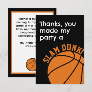 Slam Dunk Basketbal Verjaardagsfeestje  Bedankkaart