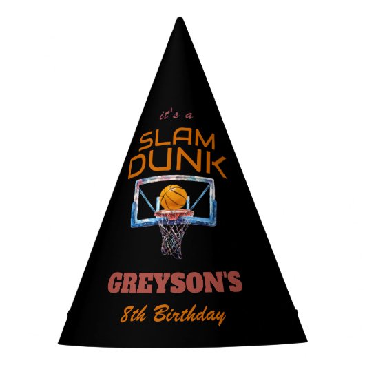 Slam Dunk Basketball Any Age Birthday Feesthoedjes (Voorkant)