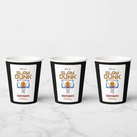 Slam Dunk Basketball Any Age Birthday Papieren Bekers (Multi)
