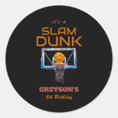 Slam Dunk Basketball Any Age Birthday Ronde Sticker (Voorkant)