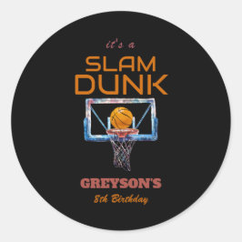 Slam Dunk Basketball Any Age Birthday Ronde Sticker