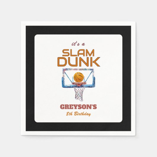 Slam Dunk Basketball Any Age Birthday Servet (Voorkant)