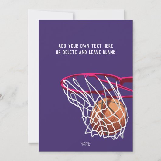 Slam Dunk Basketball Paars Birthday Partij Elke le Kaart (Achterkant)